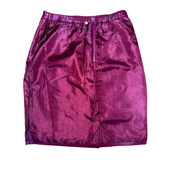 CCC Vintage Burgundy Faux Leather Pencil Skirt Decorative Button Liner Size Larg - Picture 5 of 7